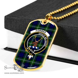 Scottish Forbes Clan Tartan Dog Tag Necklace - Crest Classic Scottish Plaid Tartan Plaid