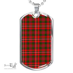 Scottish MacKinnon Modern Clan Tartan Dog Tag Necklace - Classic Scottish Plaid Tartan Plaid