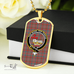 ScottishPlaid MacDonald of Boisdale (Donald Boisdale) Weathered Clan Tartan Dog Tag Necklace - Crest Classic Scottish Plaid Tartan Plaid