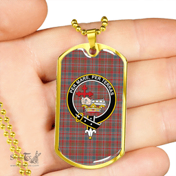 ScottishPlaid MacDonald of Boisdale (Donald Boisdale) Weathered Clan Tartan Dog Tag Necklace - Crest Classic Scottish Plaid Tartan Plaid