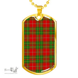 Scottish Burnett Ancient Clan Tartan Dog Tag Necklace - Classic Scottish Plaid Tartan Plaid
