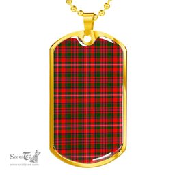 Scottish MacKinnon Modern Clan Tartan Dog Tag Necklace - Classic Scottish Plaid Tartan Plaid