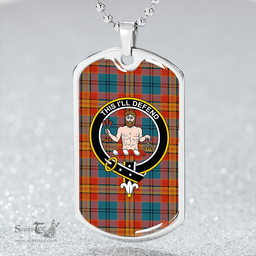ScottishPlaid MacGurk Ancient Clan Tartan Dog Tag Necklace - Crest Classic Scottish Plaid Tartan Plaid