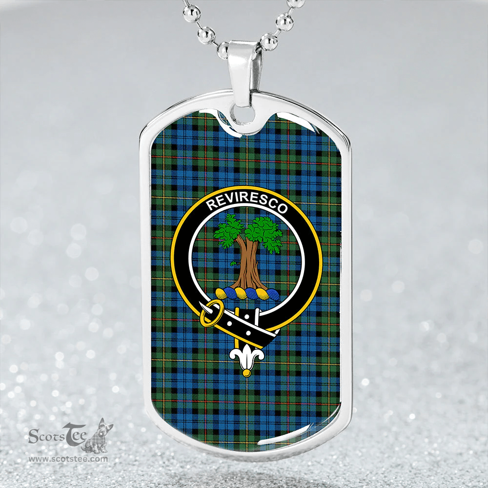 ScottishPlaid MacEwan Ancient Clan Tartan Dog Tag Necklace - Crest Classic Scottish Plaid Tartan Plaid