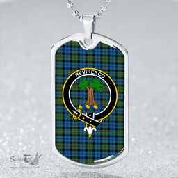 ScottishPlaid MacEwan Ancient Clan Tartan Dog Tag Necklace - Crest Classic Scottish Plaid Tartan Plaid