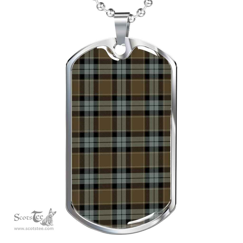 Scottish Graham of Menteith Weathered Clan Tartan Dog Tag Necklace - Classic Scottish Plaid Tartan Plaid