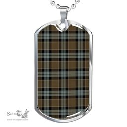 Scottish Graham of Menteith Weathered Clan Tartan Dog Tag Necklace - Classic Scottish Plaid Tartan Plaid