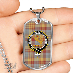ScottishPlaid MacGlashan 1800 Weathered Clan Tartan Dog Tag Necklace - Crest Classic Scottish Plaid Tartan Plaid
