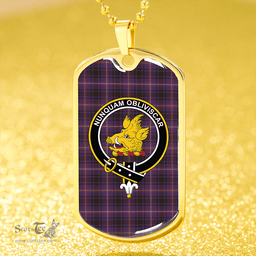 ScottishPlaid MacIver of Strome Weathered Clan Tartan Dog Tag Necklace - Crest Classic Scottish Plaid Tartan Plaid