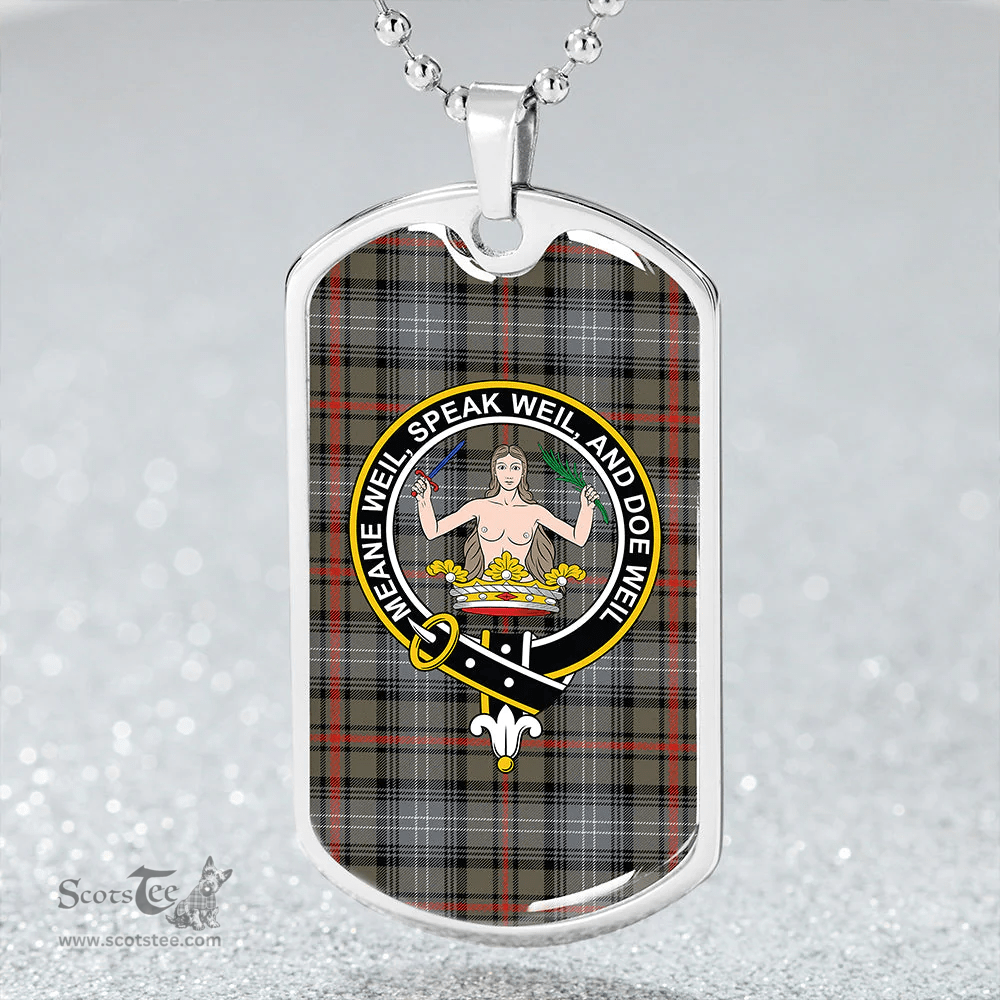 ScottishPlaid Urquhart #2 Ancient Clan Tartan Dog Tag Necklace - Crest Classic Scottish Plaid Tartan Plaid