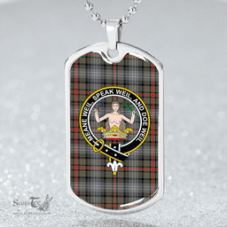 ScottishPlaid Urquhart #2 Ancient Clan Tartan Dog Tag Necklace - Crest Classic Scottish Plaid Tartan Plaid
