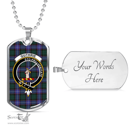 Scottish Guthrie Clan Tartan Dog Tag Necklace - Crest Classic Scottish Plaid Tartan Plaid