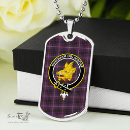 ScottishPlaid MacIver of Strome Weathered Clan Tartan Dog Tag Necklace - Crest Classic Scottish Plaid Tartan Plaid