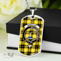 Scottish Barclay Clan Tartan Dog Tag Necklace - Crest Classic Scottish Plaid Tartan Plaid