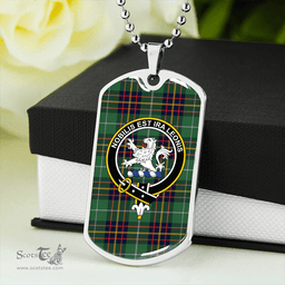 ScottishPlaid Inglis Modern Clan Tartan Dog Tag Necklace - Crest Classic Scottish Plaid Tartan Plaid