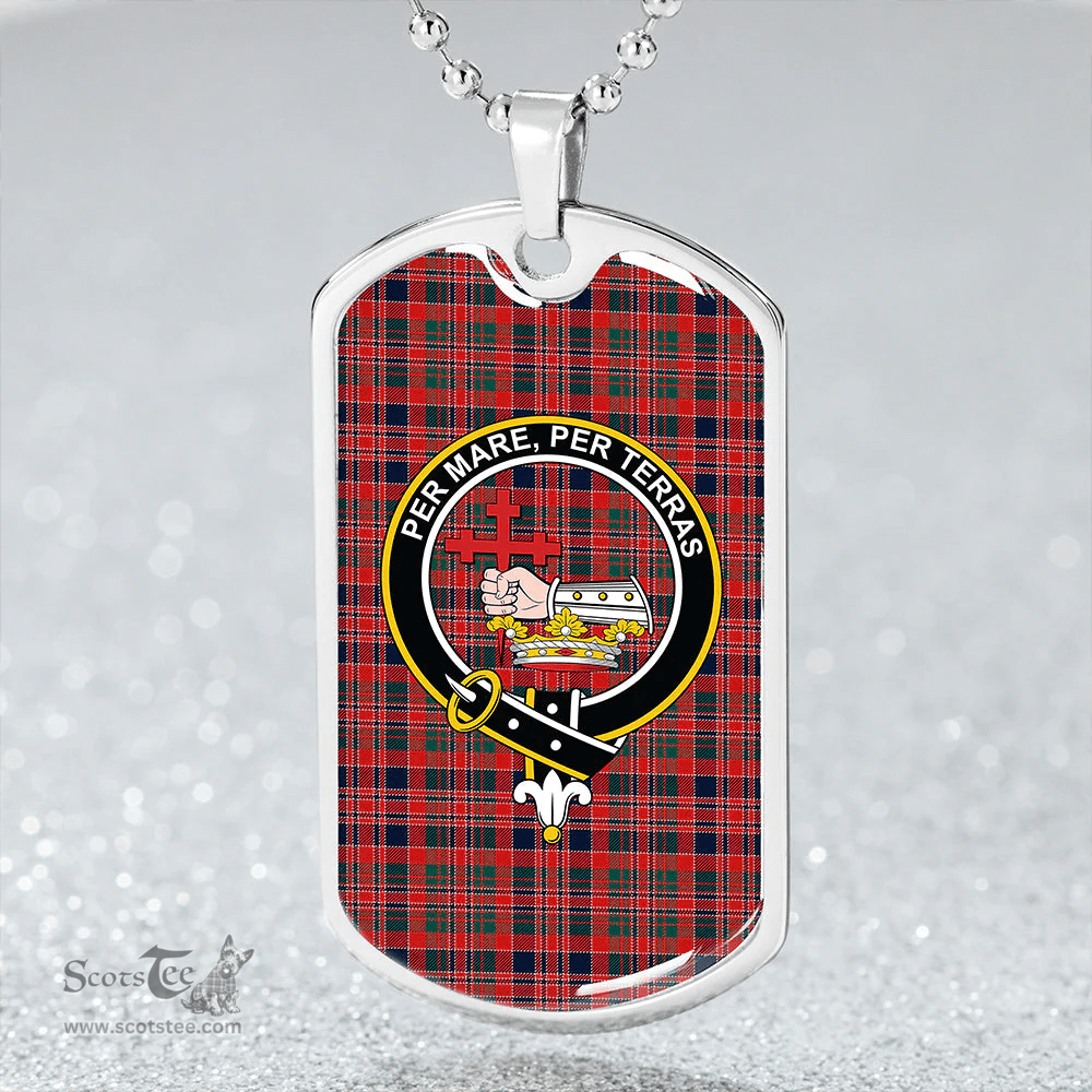 ScottishPlaid MacDonald of Boisdale (Donald Boisdale) Modern Clan Tartan Dog Tag Necklace - Crest Classic Scottish Plaid Tartan Plaid