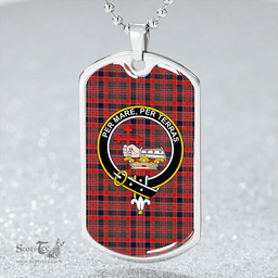ScottishPlaid MacDonald of Boisdale (Donald Boisdale) Modern Clan Tartan Dog Tag Necklace - Crest Classic Scottish Plaid Tartan Plaid