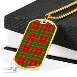Scottish Burnett Ancient Clan Tartan Dog Tag Necklace - Classic Scottish Plaid Tartan Plaid