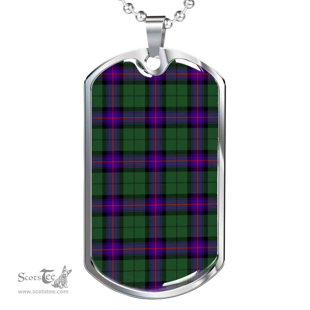 Scottish Armstrong Modern Clan Tartan Dog Tag Necklace - Classic Scottish Plaid Tartan Plaid