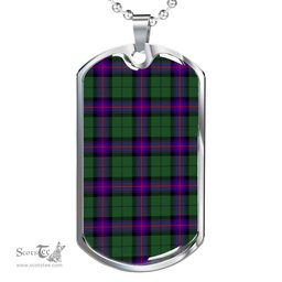 Scottish Armstrong Modern Clan Tartan Dog Tag Necklace - Classic Scottish Plaid Tartan Plaid