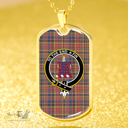 ScottishPlaid Ogilvie #3 Ancient Clan Tartan Dog Tag Necklace - Crest Classic Scottish Plaid Tartan Plaid