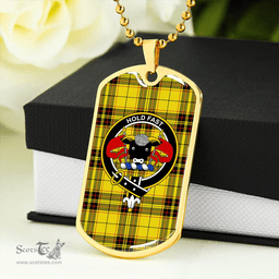ScottishPlaid MacLeod Snuffbox Modern Clan Tartan Dog Tag Necklace - Crest Classic Scottish Plaid Tartan Plaid