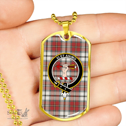 ScottishPlaid MacCulloch 1746 Dress Weathered Clan Tartan Dog Tag Necklace - Crest Classic Scottish Plaid Tartan Plaid