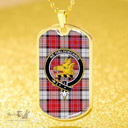 ScottishPlaid MacKellar Dress Red #2 Modern Clan Tartan Dog Tag Necklace - Crest Classic Scottish Plaid Tartan Plaid