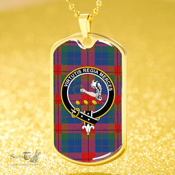 ScottishPlaid Skene of Cromar Modern Clan Tartan Dog Tag Necklace - Crest Classic Scottish Plaid Tartan Plaid