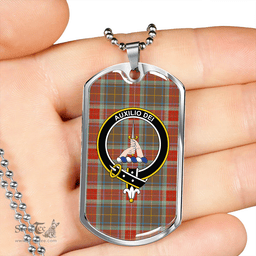 ScottishPlaid Muirhead Hunting Ancient Clan Tartan Dog Tag Necklace - Crest Classic Scottish Plaid Tartan Plaid