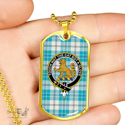 ScottishPlaid MacPherson Dress Turquoise Modern Clan Tartan Dog Tag Necklace - Crest Classic Scottish Plaid Tartan Plaid
