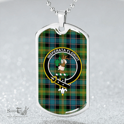 ScottishPlaid Watson (Wate/Watt) Ancient Clan Tartan Dog Tag Necklace - Crest Classic Scottish Plaid Tartan Plaid