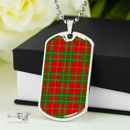 Scottish Burnett Ancient Clan Tartan Dog Tag Necklace - Classic Scottish Plaid Tartan Plaid