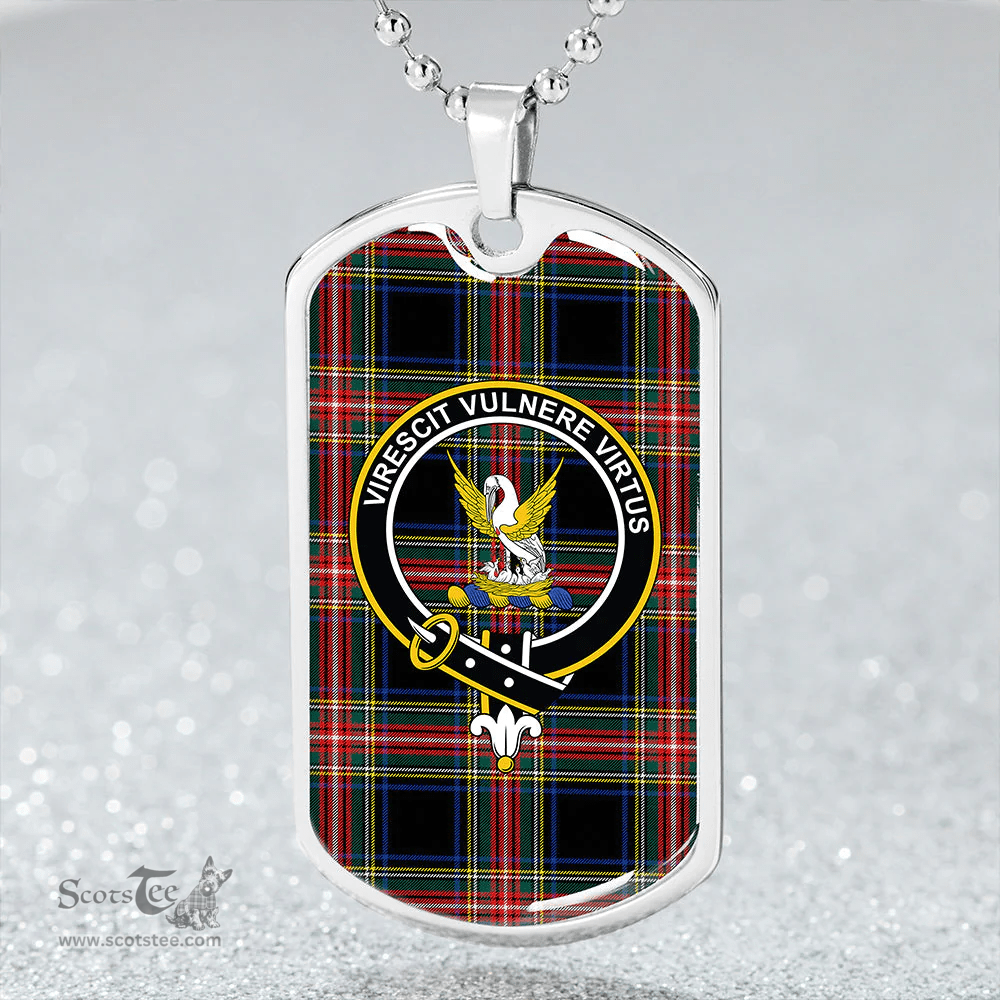 ScottishPlaid Stewart Black Modern Clan Tartan Dog Tag Necklace - Crest Classic Scottish Plaid Tartan Plaid