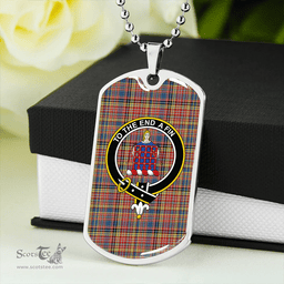 ScottishPlaid Ogilvie #3 Ancient Clan Tartan Dog Tag Necklace - Crest Classic Scottish Plaid Tartan Plaid