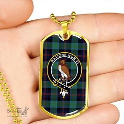 ScottishPlaid MacTaggart #3 Modern Clan Tartan Dog Tag Necklace - Crest Classic Scottish Plaid Tartan Plaid