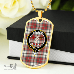 ScottishPlaid MacCulloch 1746 Dress Weathered Clan Tartan Dog Tag Necklace - Crest Classic Scottish Plaid Tartan Plaid