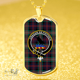 ScottishPlaid MacDonell of Glengarry Modern Clan Tartan Dog Tag Necklace - Crest Classic Scottish Plaid Tartan Plaid