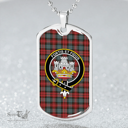 ScottishPlaid MacLachlan Weathered Clan Tartan Dog Tag Necklace - Crest Classic Scottish Plaid Tartan Plaid