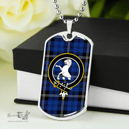 ScottishPlaid Swan Modern Clan Tartan Dog Tag Necklace - Crest Classic Scottish Plaid Tartan Plaid