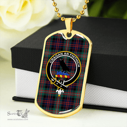 ScottishPlaid MacDonell of Glengarry Modern Clan Tartan Dog Tag Necklace - Crest Classic Scottish Plaid Tartan Plaid