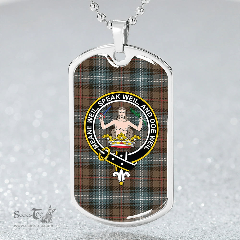 ScottishPlaid Urquhart Weathered Clan Tartan Dog Tag Necklace - Crest Classic Scottish Plaid Tartan Plaid