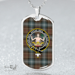 ScottishPlaid Urquhart Weathered Clan Tartan Dog Tag Necklace - Crest Classic Scottish Plaid Tartan Plaid