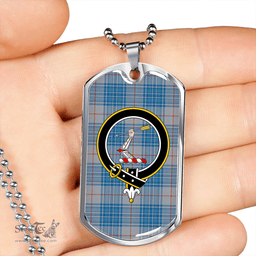 ScottishPlaid Thorburn USA (Thurburn USA) Ancient Clan Tartan Dog Tag Necklace - Crest Classic Scottish Plaid Tartan Plaid