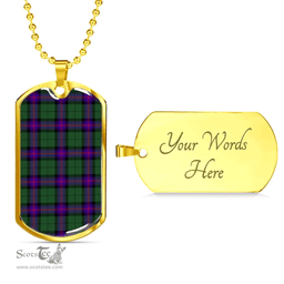 Scottish Armstrong Modern Clan Tartan Dog Tag Necklace - Classic Scottish Plaid Tartan Plaid