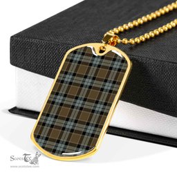 Scottish Graham of Menteith Weathered Clan Tartan Dog Tag Necklace - Classic Scottish Plaid Tartan Plaid
