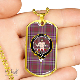 ScottishPlaid MacFarlane Lord Lyon sett Weathered Clan Tartan Dog Tag Necklace - Crest Classic Scottish Plaid Tartan Plaid