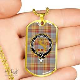 ScottishPlaid MacGlashan 1800 Weathered Clan Tartan Dog Tag Necklace - Crest Classic Scottish Plaid Tartan Plaid
