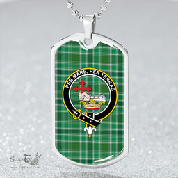 ScottishPlaid MacDonald Hunting (Donald Hunting) Modern Clan Tartan Dog Tag Necklace - Crest Classic Scottish Plaid Tartan Plaid