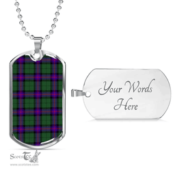 Scottish Armstrong Modern Clan Tartan Dog Tag Necklace - Classic Scottish Plaid Tartan Plaid